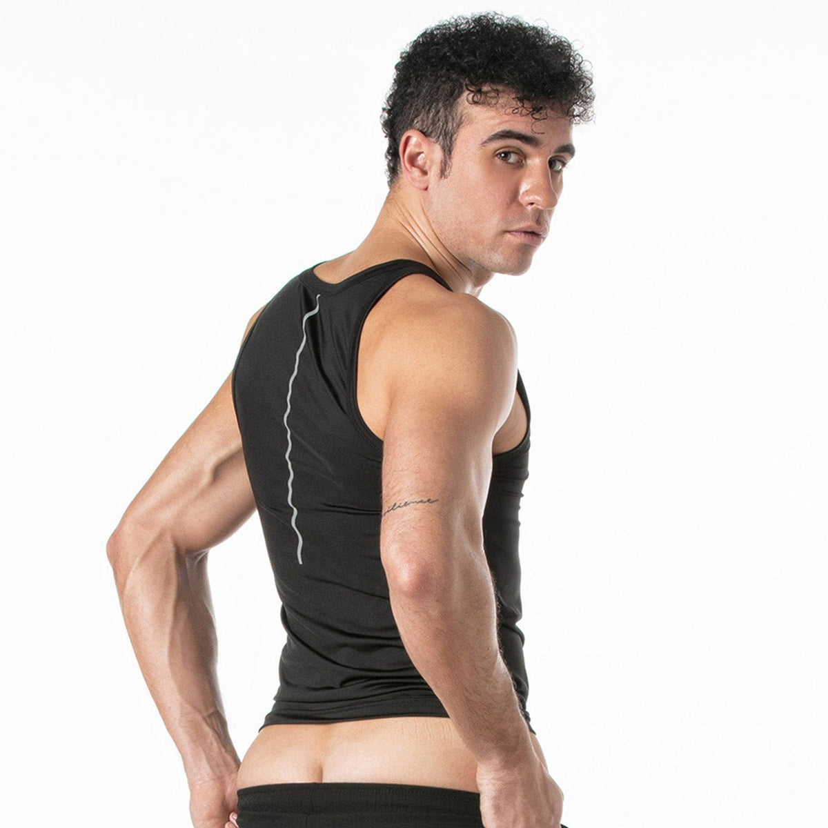 Sportliches Crop-Tanktop, schwarz-1