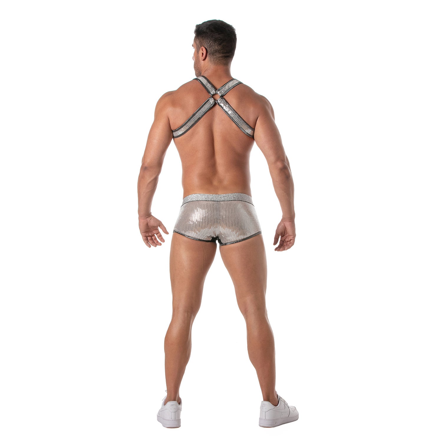 Glitzer-Bulldog Harness Silber - Einzelstück - TOF Paris - Shop Deutschland Noodosz