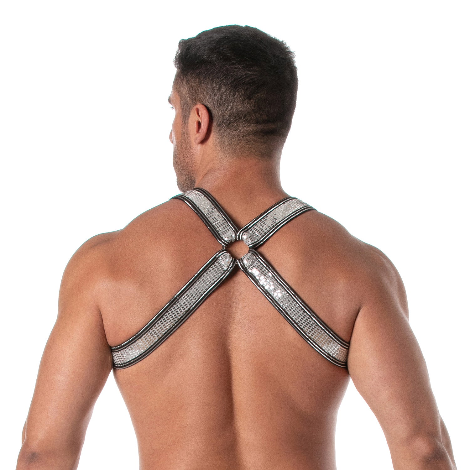 Glitzer-Bulldog Harness Silber - Einzelstück - TOF Paris - Shop Deutschland Noodosz