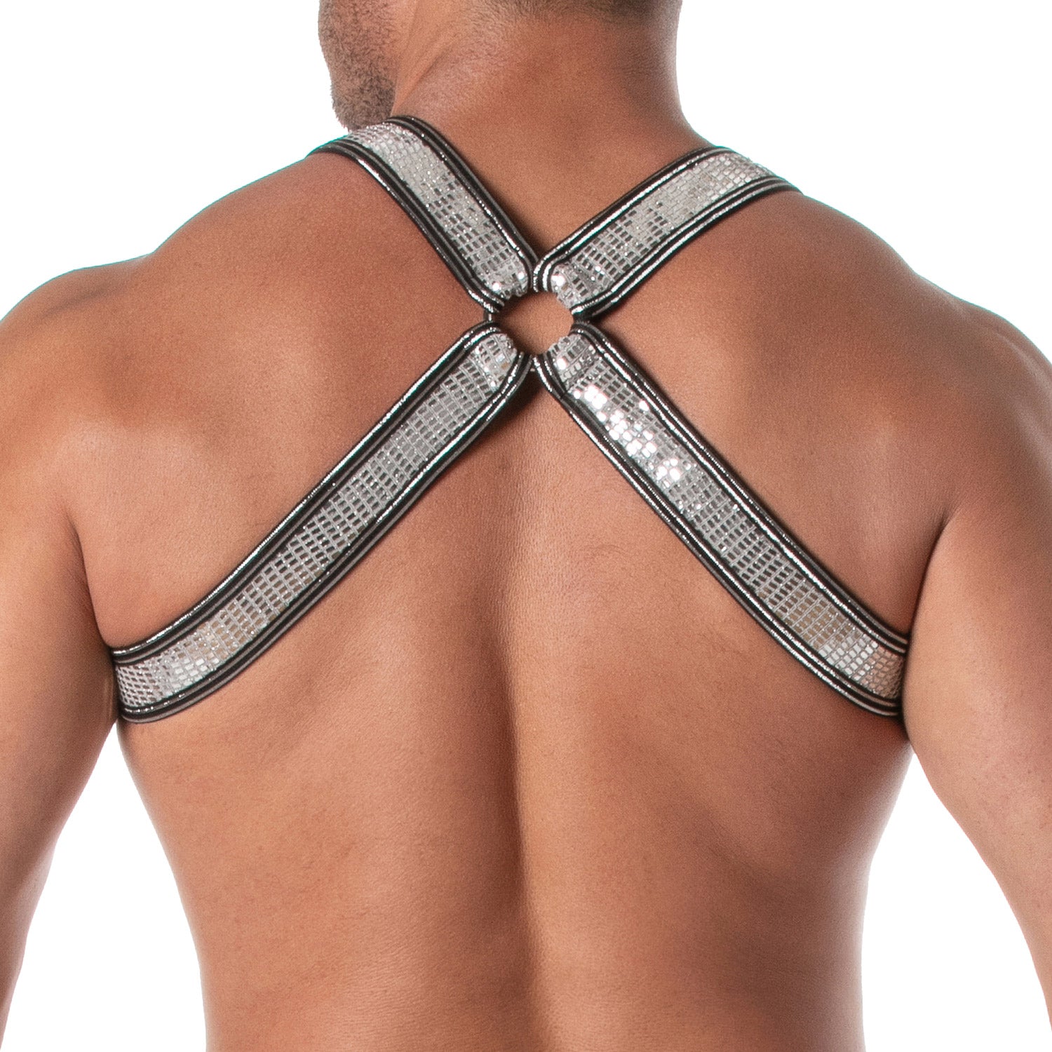 Glitzer-Bulldog Harness Silber - Einzelstück - TOF Paris - Shop Deutschland Noodosz