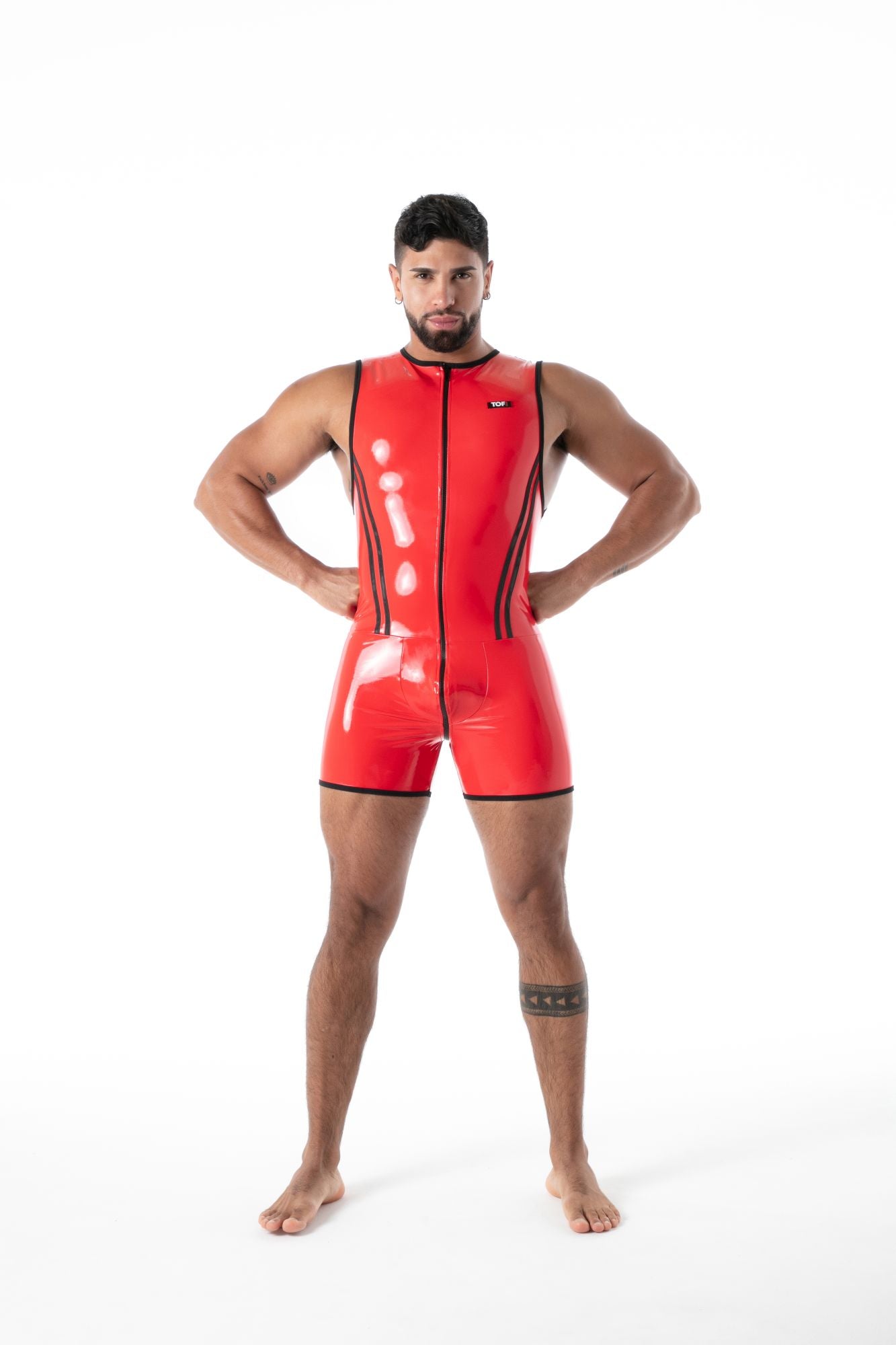 Full Zip Body Latex Second Skin Red