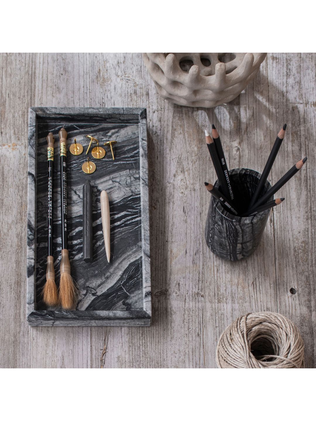 Tablett MARBLE schwarz/grau