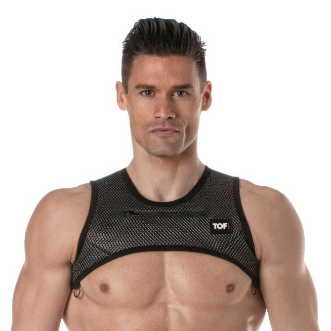 3D Harness mit Reißverschluss - Tasche – Schwarz/Grau - TOF Paris - Shop Deutschland Noodosz