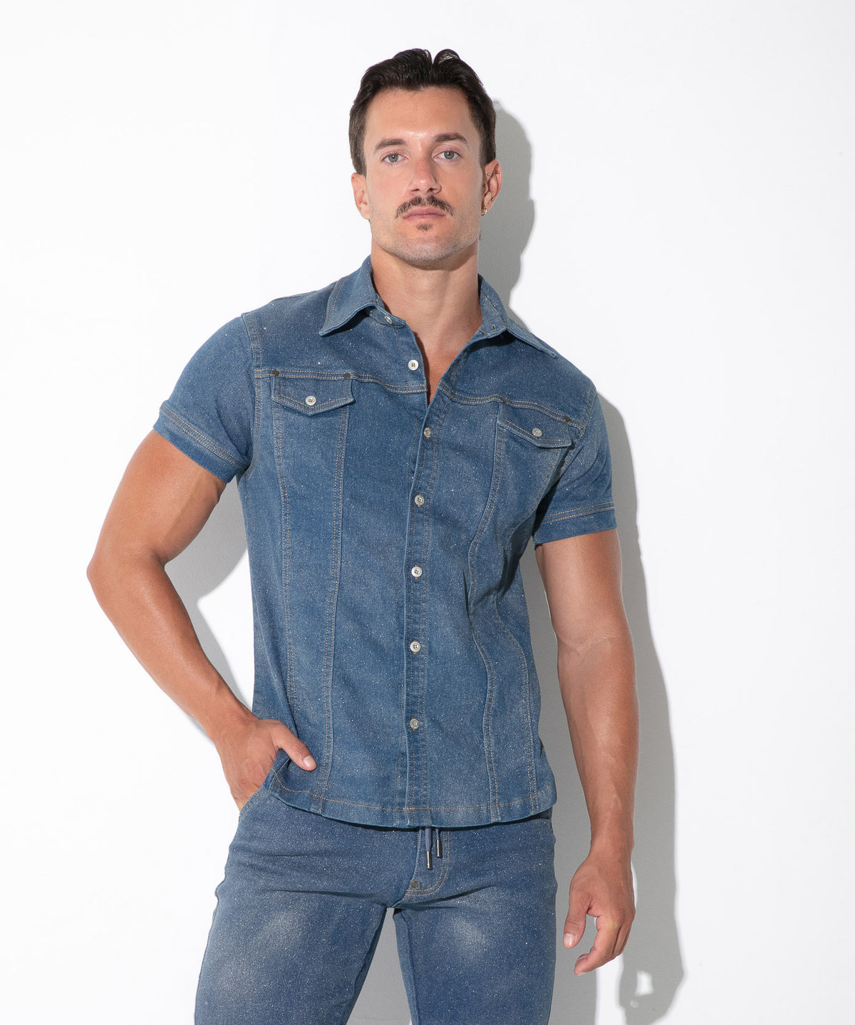 CODE 22 Metallic-Jeanshemd Kurzarm – 9833 Silber - Code 22 - Shop Deutschland Noodosz