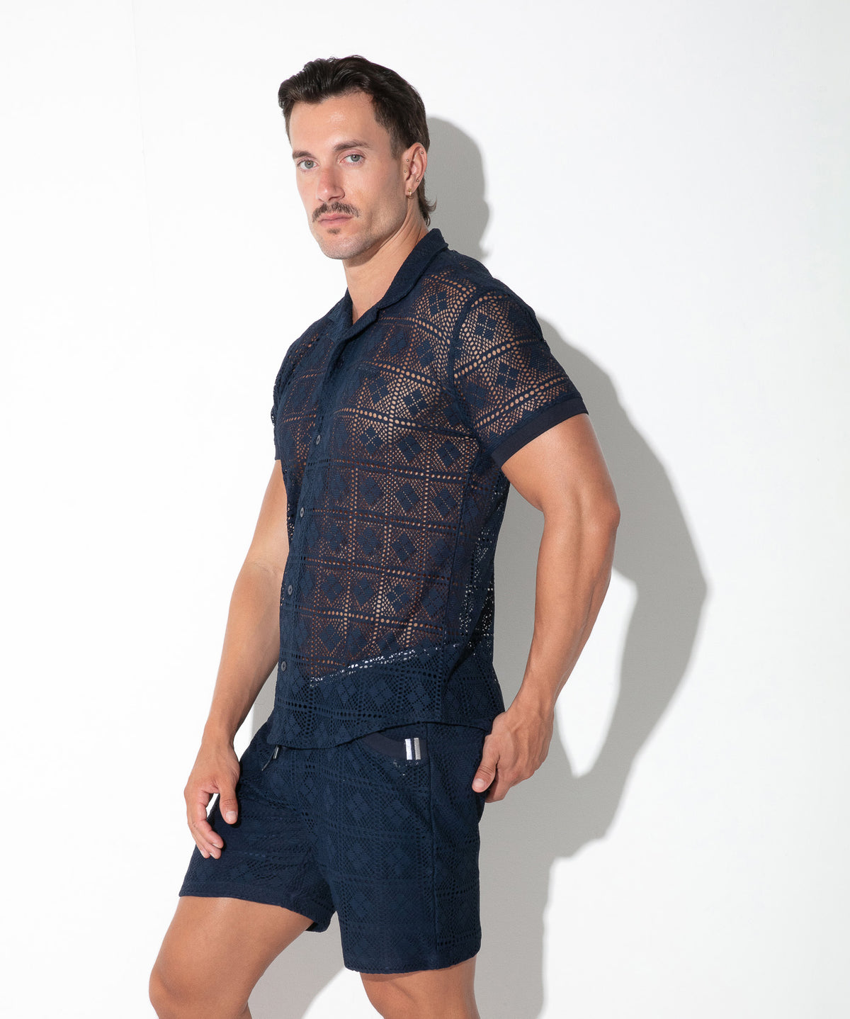 Spitzenhemd mit Grafikmuster 9849 – Navy - Code 22 - Shop Deutschland Noodosz