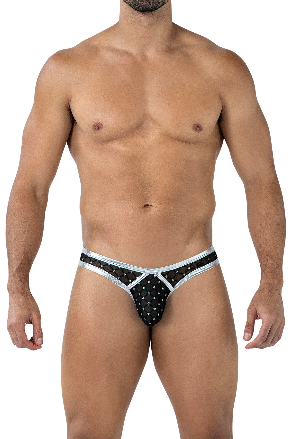 schwarz/silberner String mit Netz RAV112 - XL-2