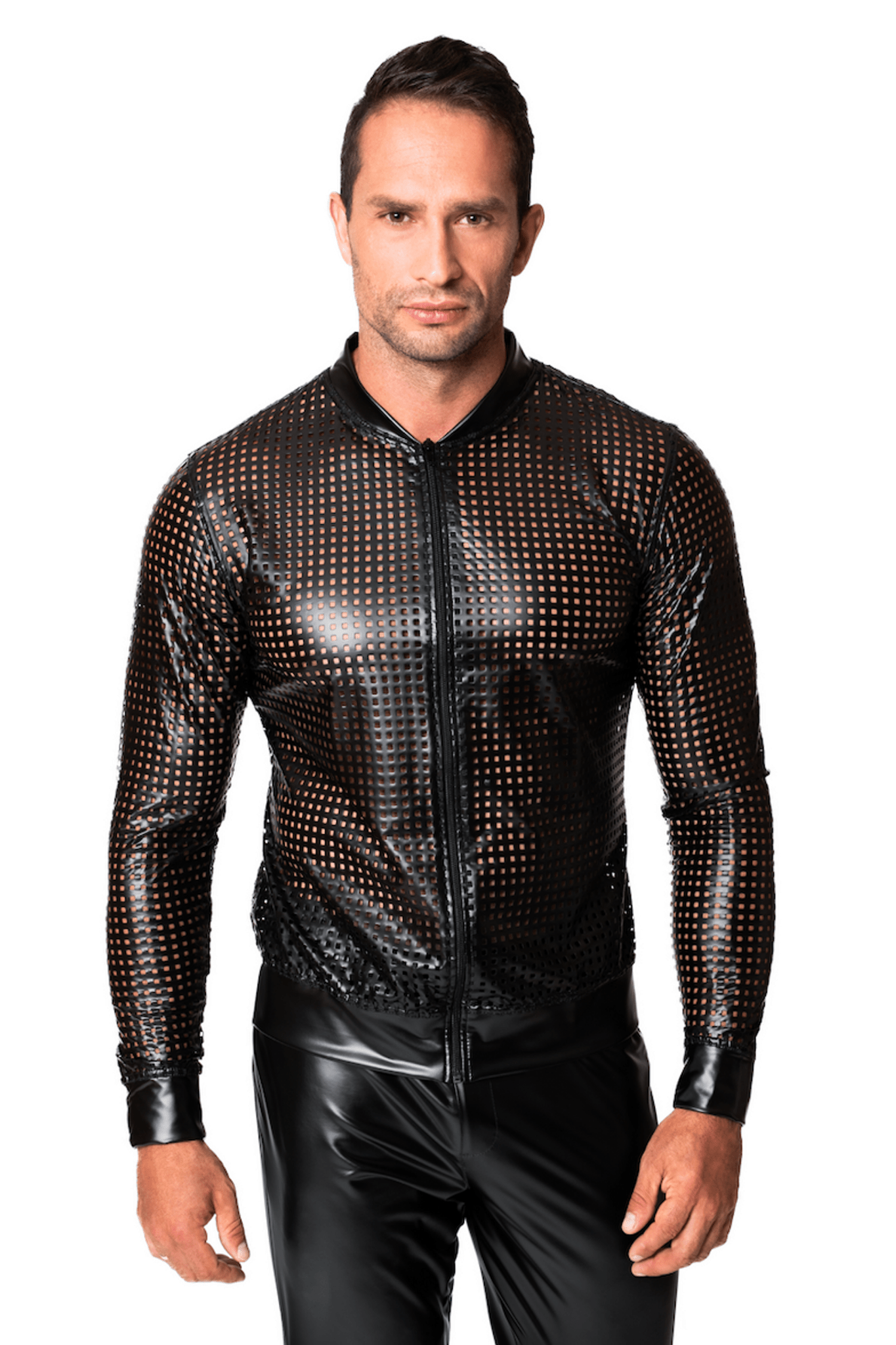 schwarze Powerwetlook Jacke H076 - 3XL - Noir Handmade Men - Shop Deutschland Noodosz