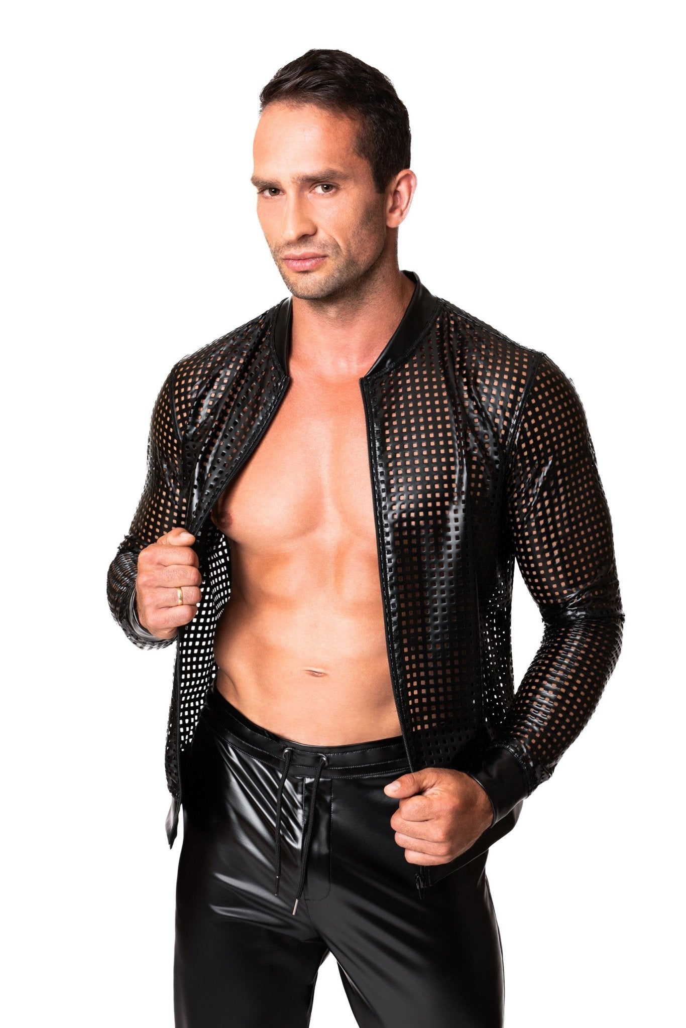schwarze Powerwetlook Jacke H076 - 3XL - Noir Handmade Men - Shop Deutschland Noodosz