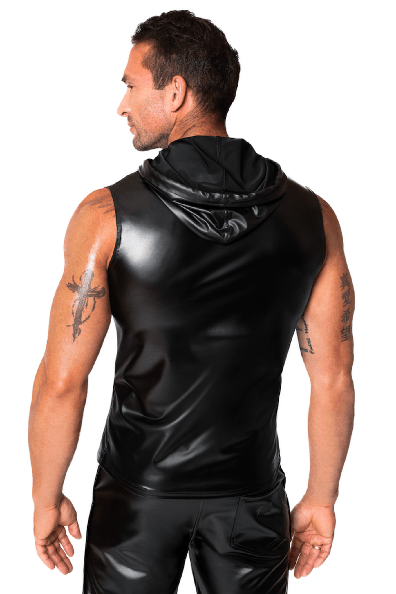 ärmelloses Kapuzenshirt H081 - 3XL - Noir Handmade Men - Shop Deutschland Noodosz