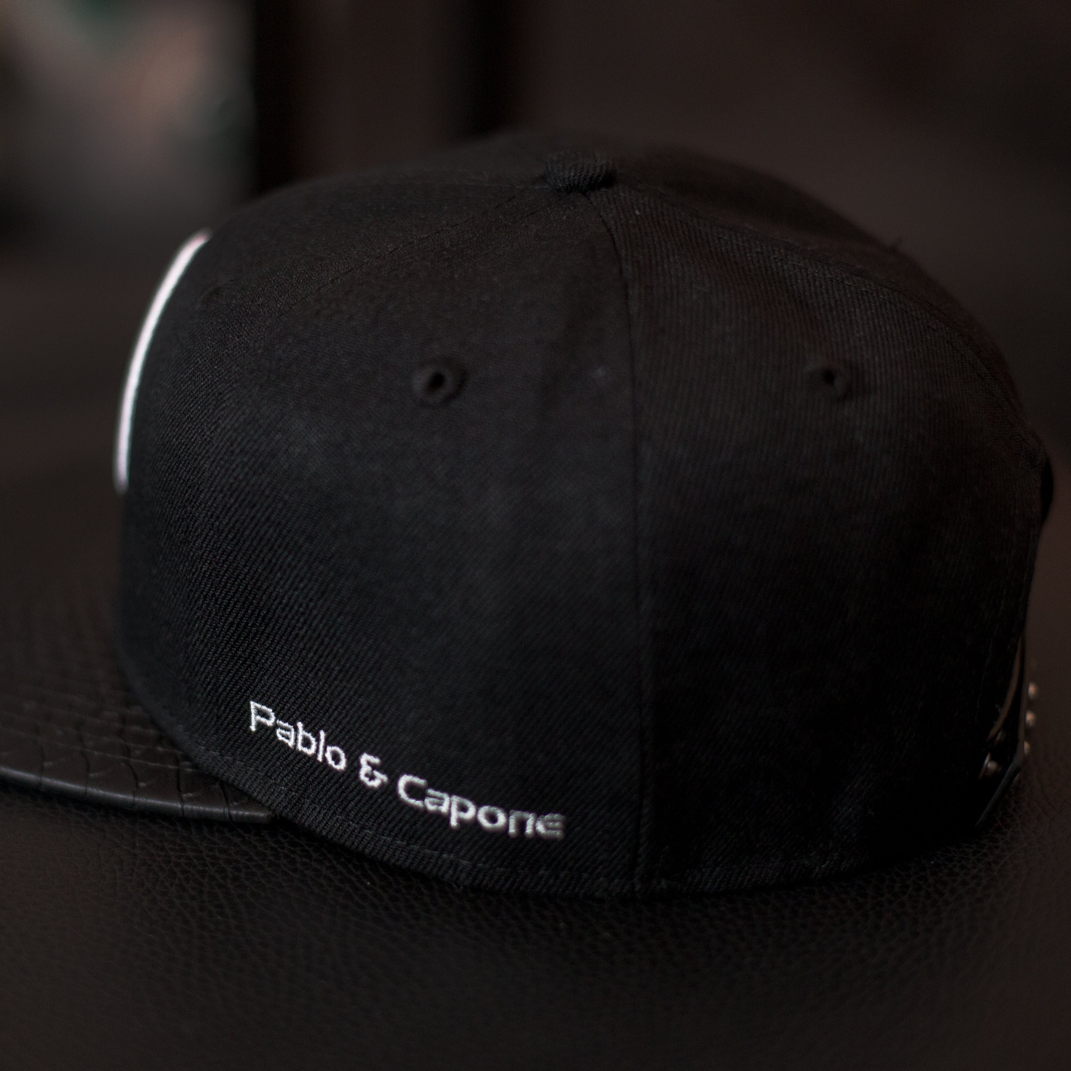 Leather Snap Cap - Black & White