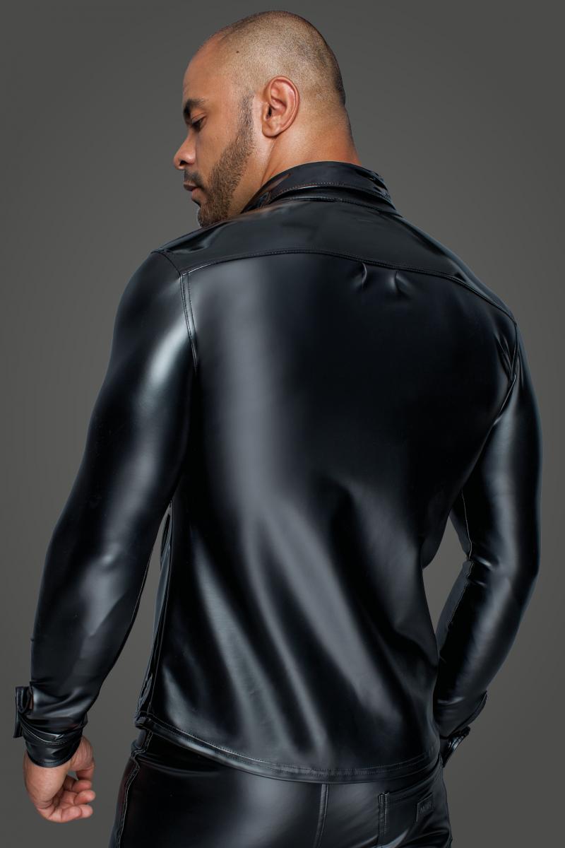 Langärmliges Powerwetlook & PVC Shirt H064 - 2XL - Noir Handmade Men - Shop Deutschland Noodosz