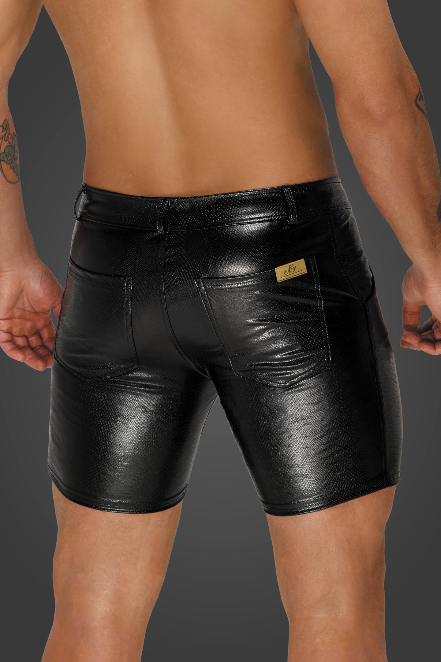Snake wetlook Shorts H068 - 3XL - Noir Handmade Men - Shop Deutschland Noodosz