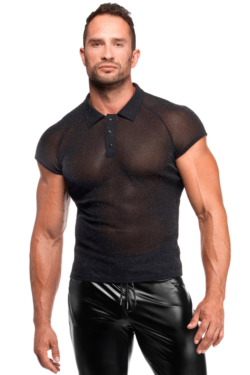 Feinnetz Polo-Shirt H082 - 3XL - Noir Handmade Men - Shop Deutschland Noodosz