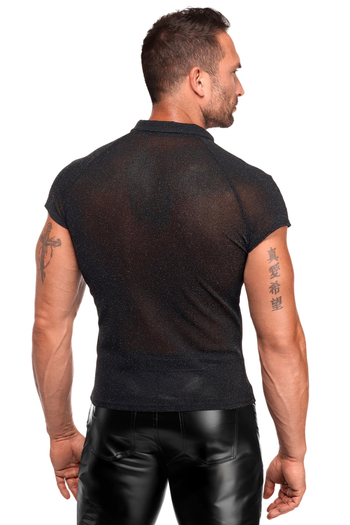Feinnetz Polo-Shirt H082 - 3XL - Noir Handmade Men - Shop Deutschland Noodosz