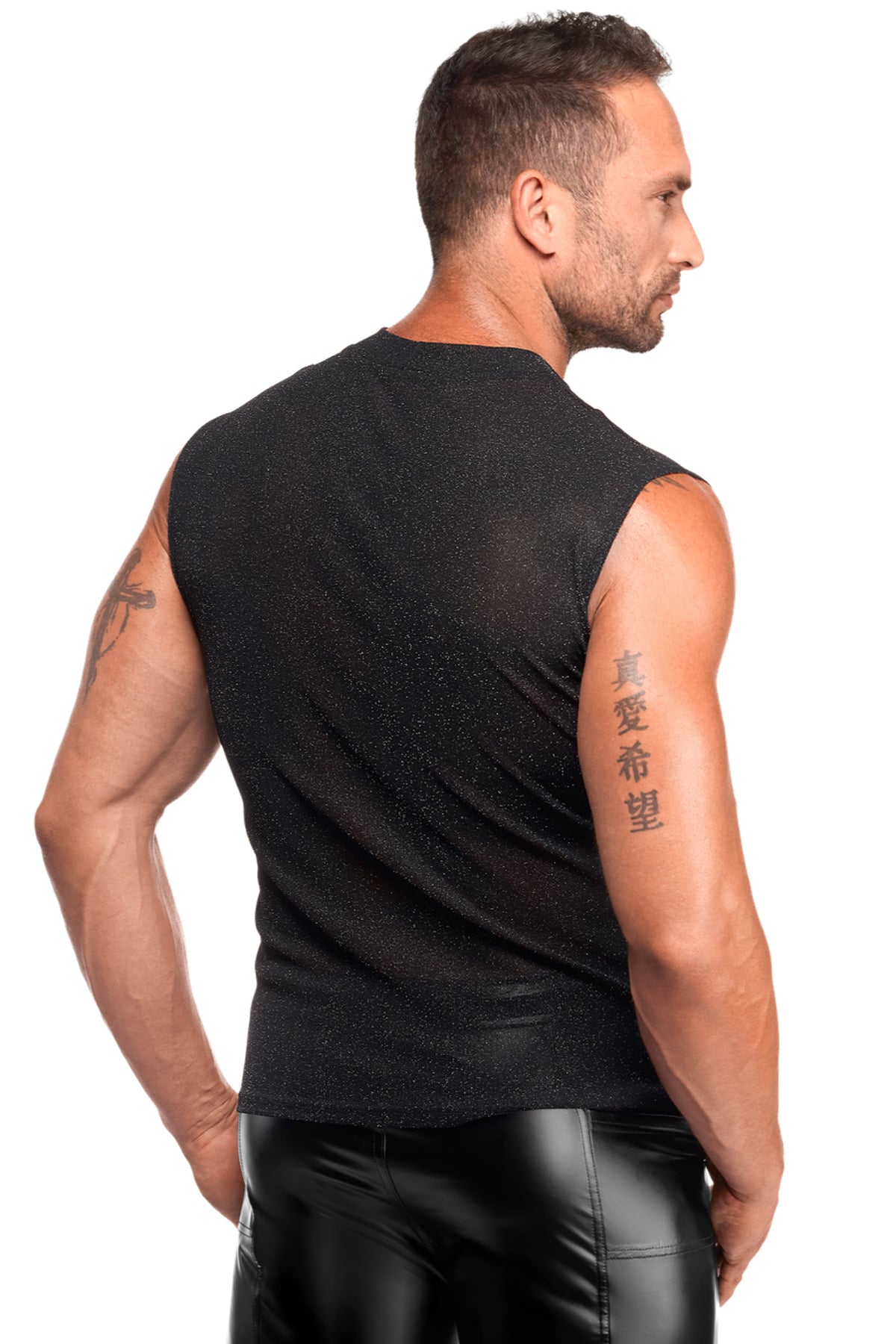 Feinnetz Tank Top H083 - 3XL - Noir Handmade Men - Shop Deutschland Noodosz