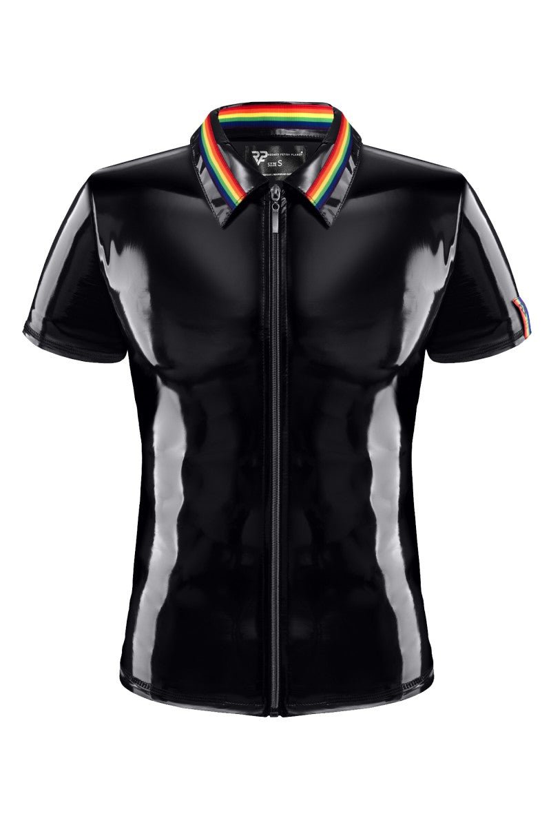 PVC Herren Polo Shirt RMRemigioRBW schwarz - 2XL - Regnes Fetish Planet - Shop Deutschland Noodosz