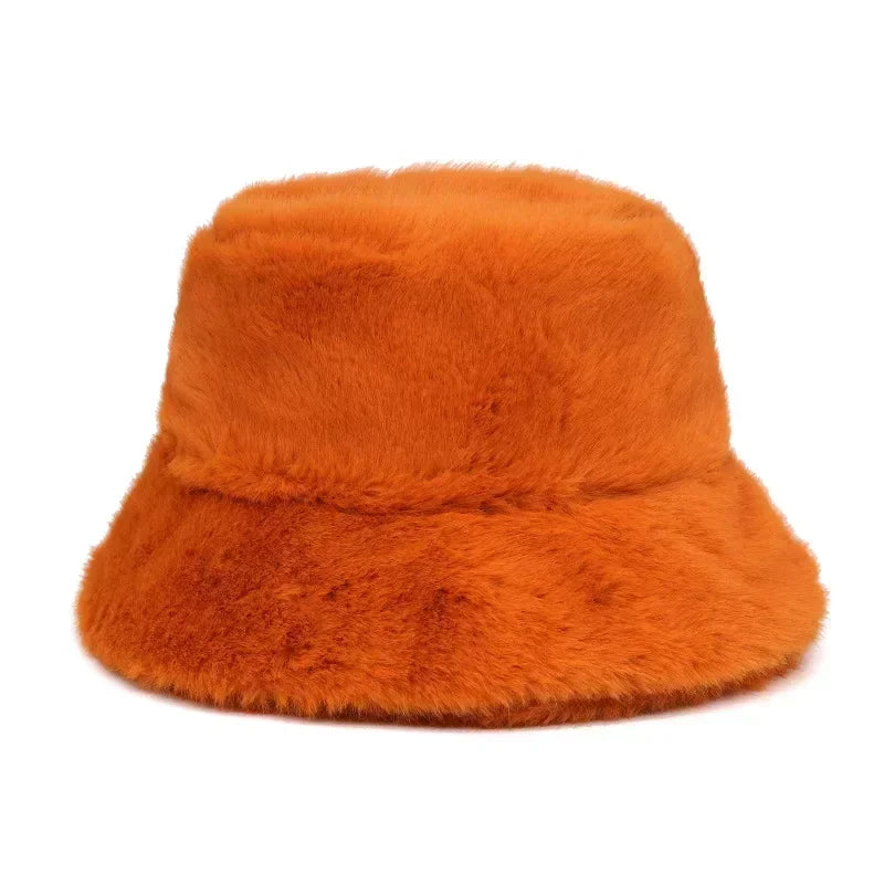 Winter fur bucket cap