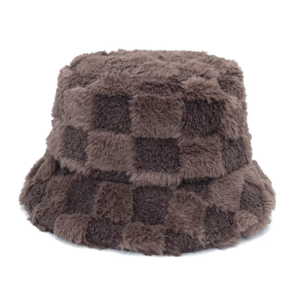 Winter fur bucket cap