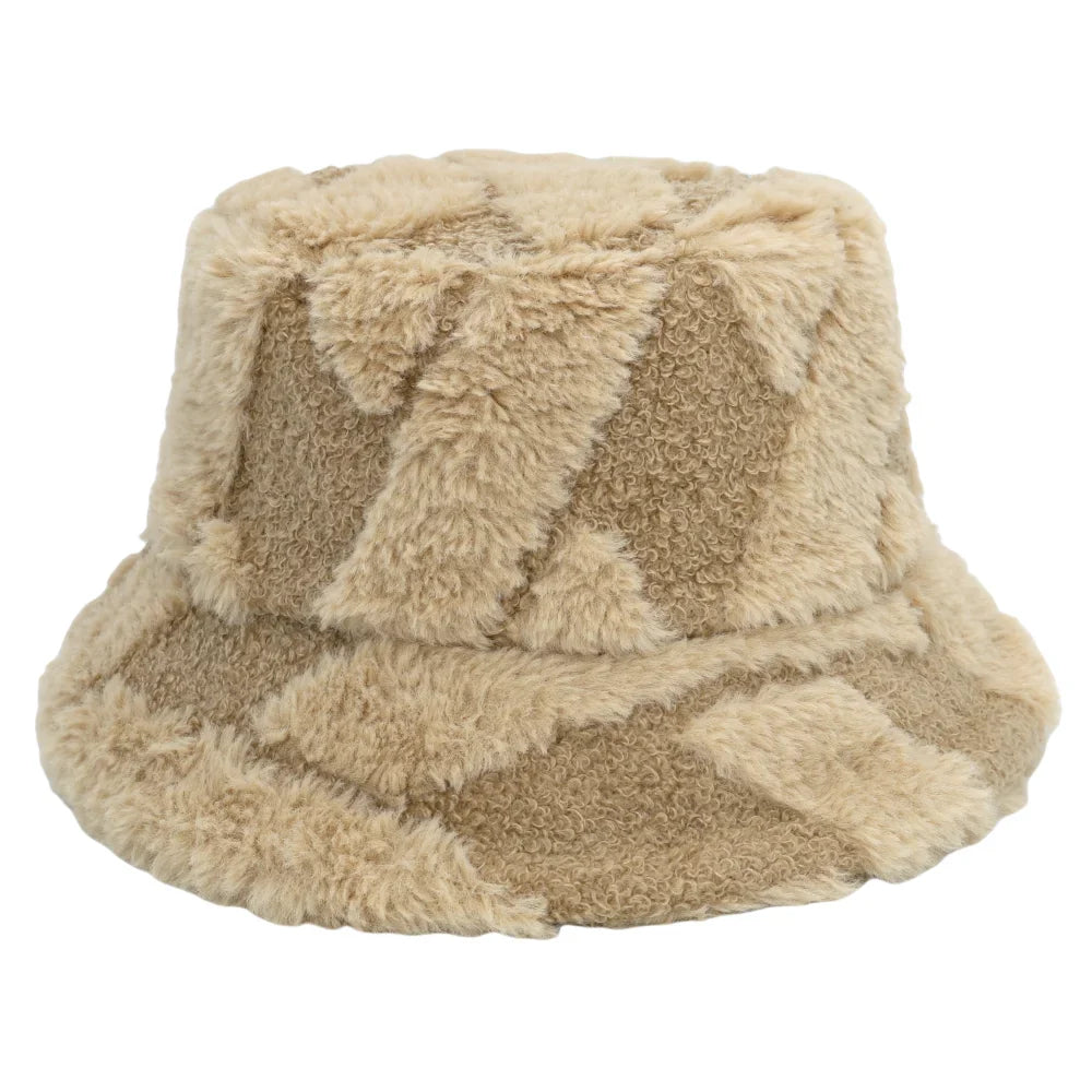 Winter fur bucket cap