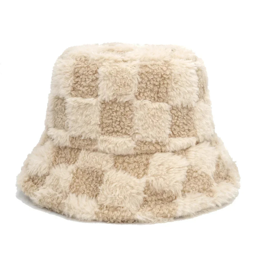 Winter fur bucket cap