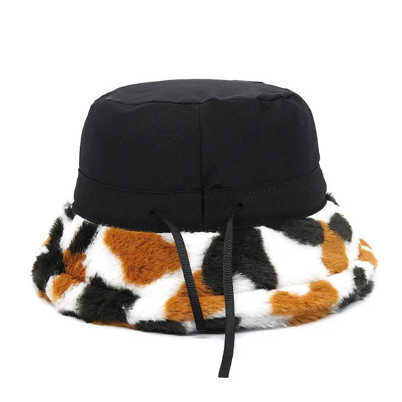 Winter fur bucket cap