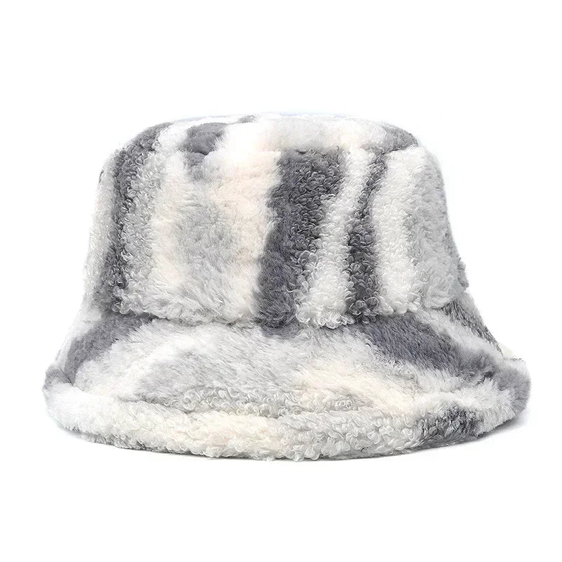 Winter fur bucket cap