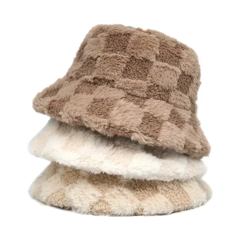 Winter fur bucket cap