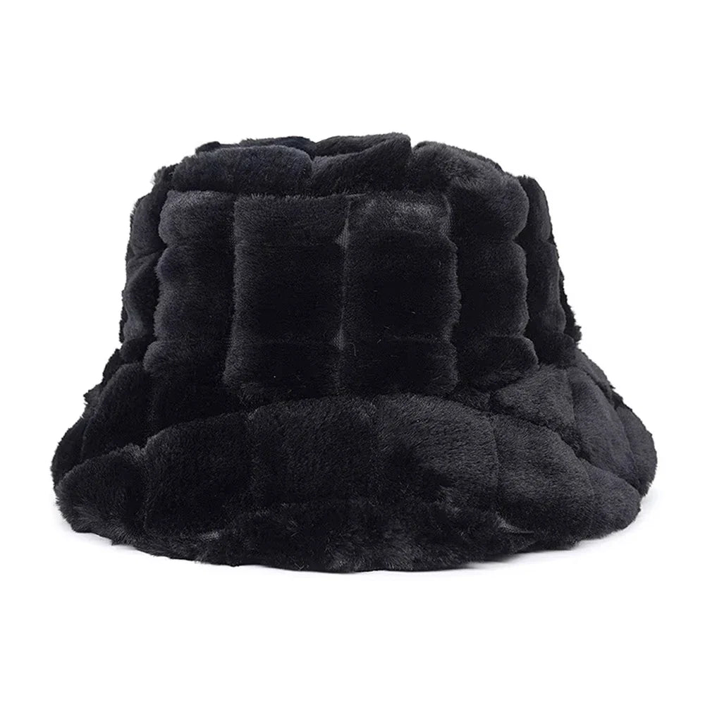 Winter fur bucket cap