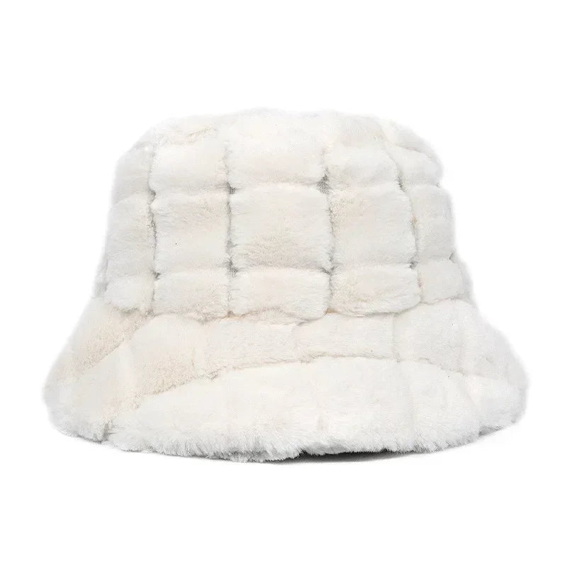 Winter fur bucket cap