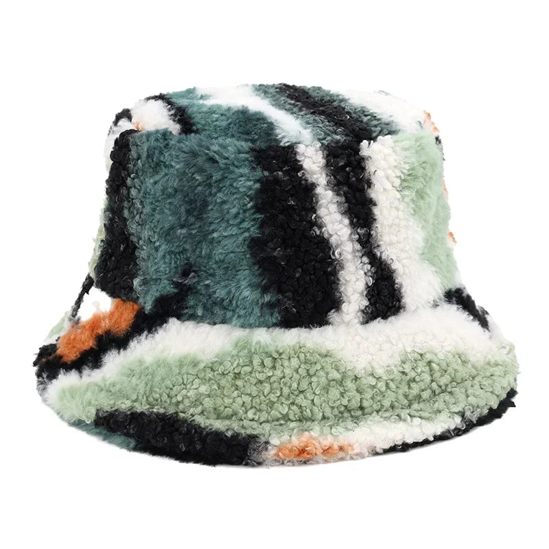 Winter fur bucket cap