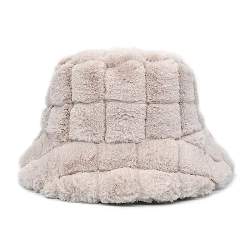 Winter fur bucket cap