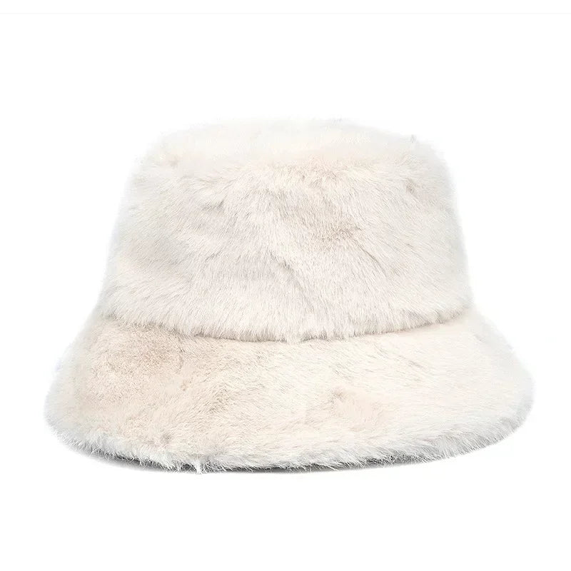 Winter fur bucket cap