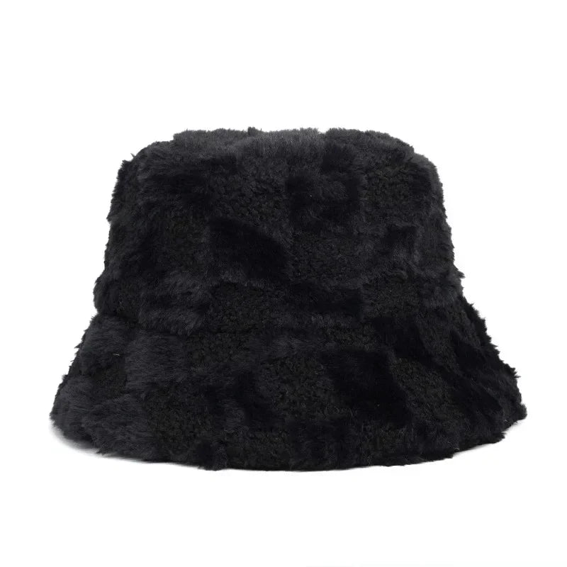 Winter fur bucket cap