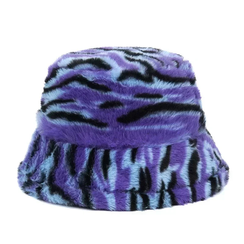 Winter fur bucket cap