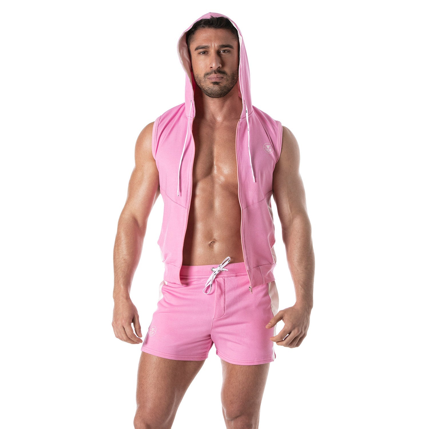 Ärmelloser Hoodie mit Reißverschluss – Pink - TOF Paris - Shop Deutschland Noodosz