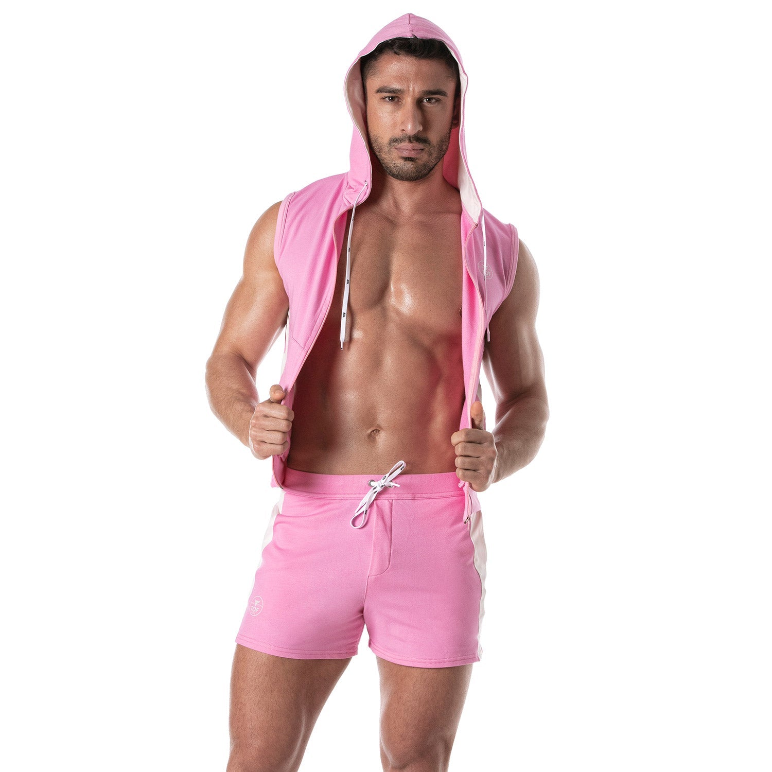 Ärmelloser Hoodie mit Reißverschluss – Pink - TOF Paris - Shop Deutschland Noodosz