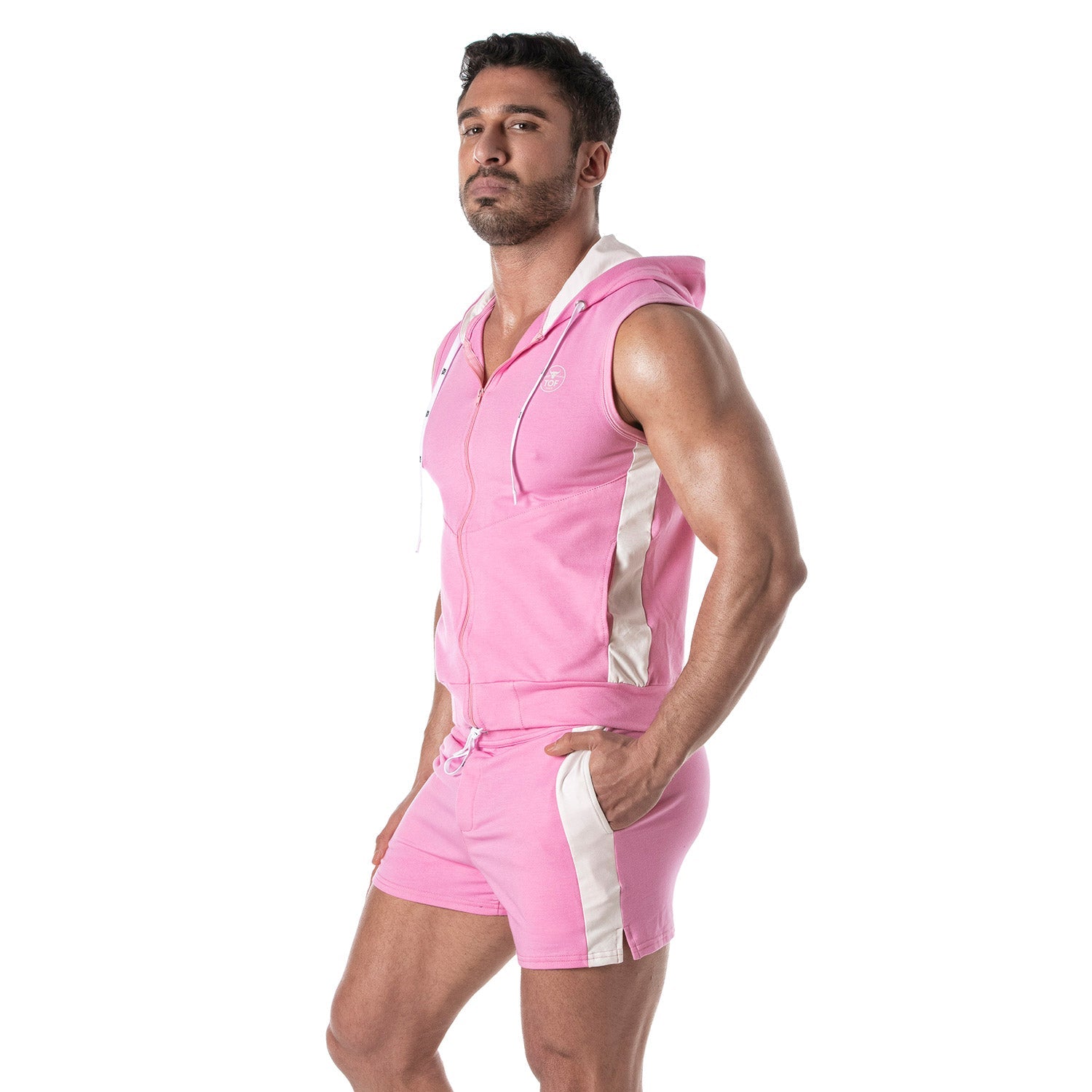 Ärmelloser Hoodie mit Reißverschluss – Pink - TOF Paris - Shop Deutschland Noodosz