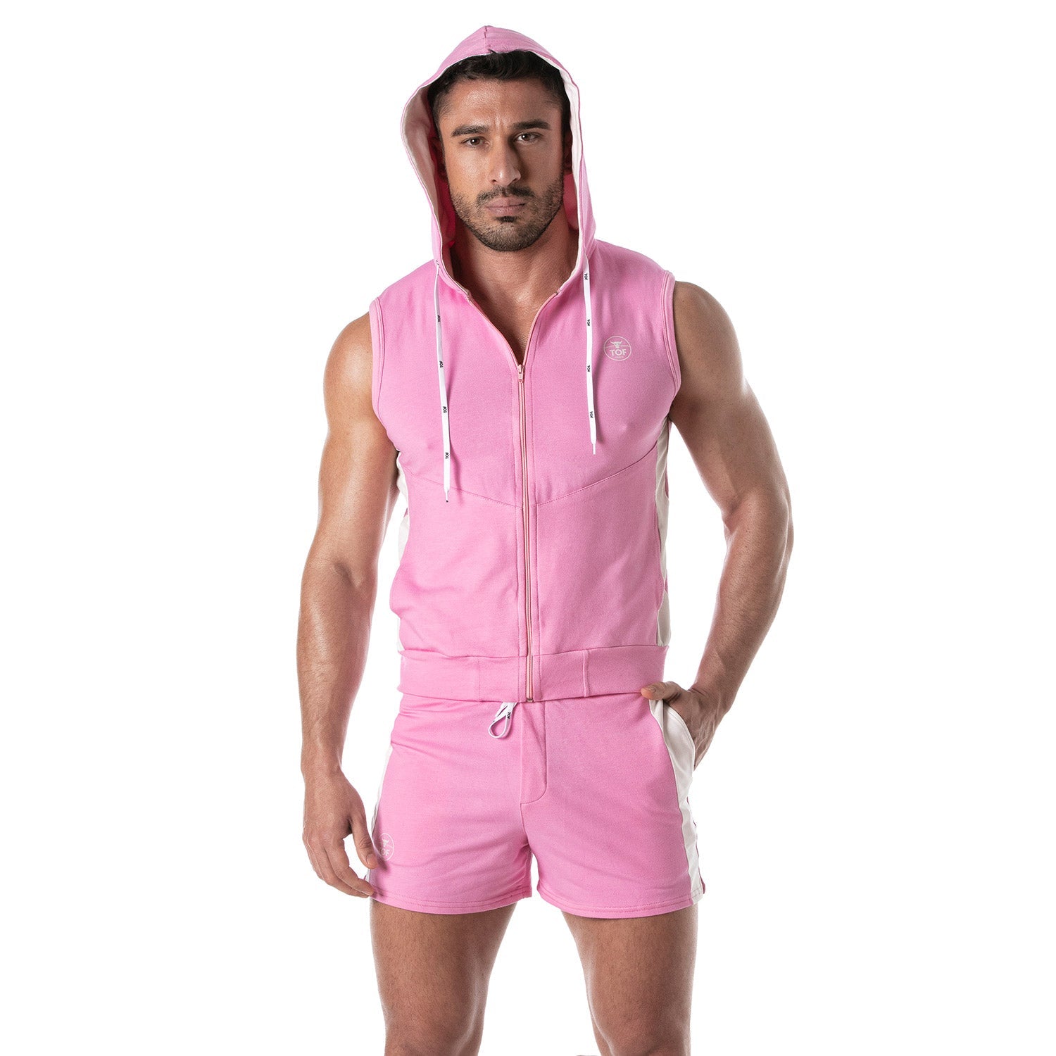 Ärmelloser Hoodie mit Reißverschluss – Pink - TOF Paris - Shop Deutschland Noodosz