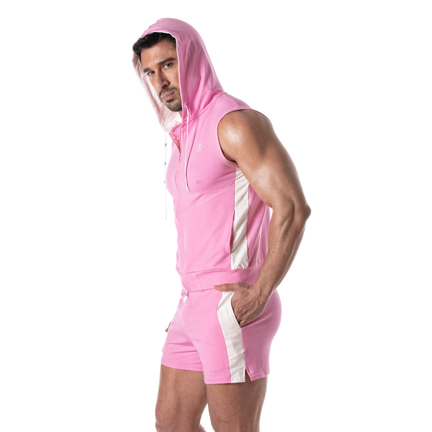 Ärmelloser Hoodie mit Reißverschluss – Pink - TOF Paris - Shop Deutschland Noodosz