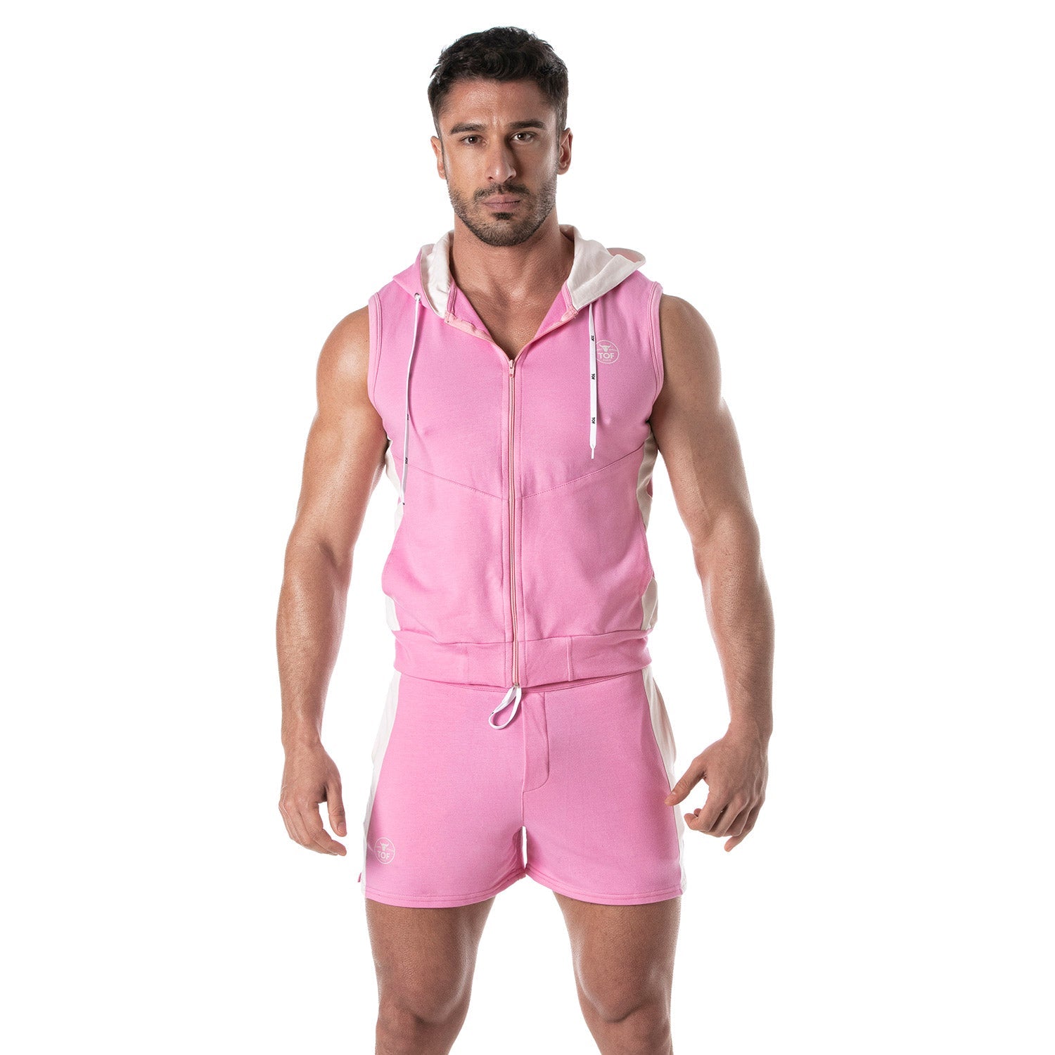 Ärmelloser Hoodie mit Reißverschluss – Pink - TOF Paris - Shop Deutschland Noodosz