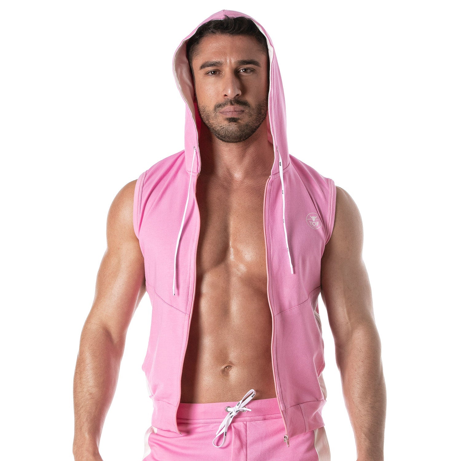 Ärmelloser Hoodie mit Reißverschluss – Pink - TOF Paris - Shop Deutschland Noodosz