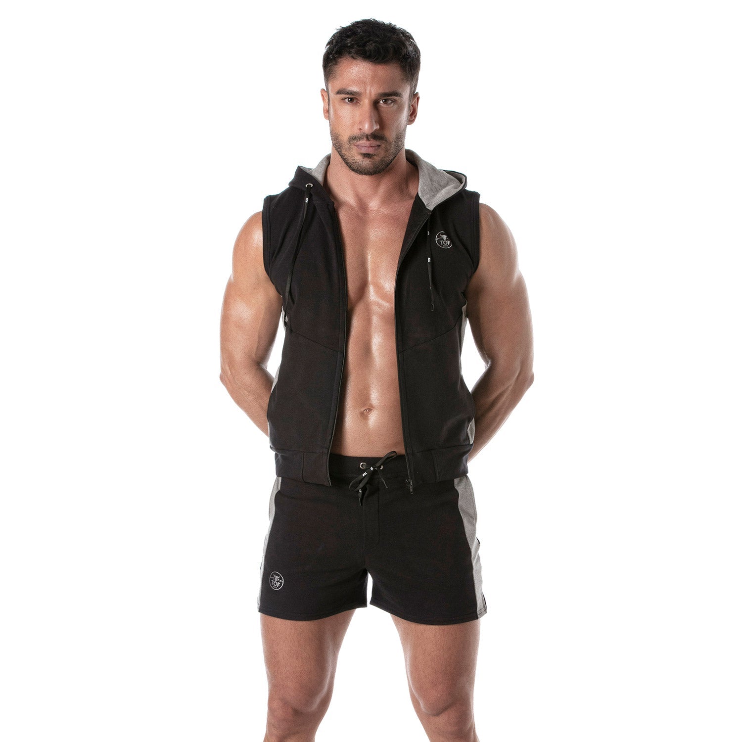 Ärmelloser Hoodie mit Reißverschluss – Schwarz - TOF Paris - Shop Deutschland Noodosz