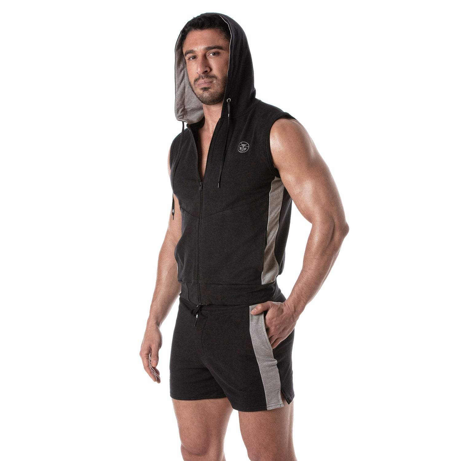 Ärmelloser Hoodie mit Reißverschluss – Schwarz - TOF Paris - Shop Deutschland Noodosz