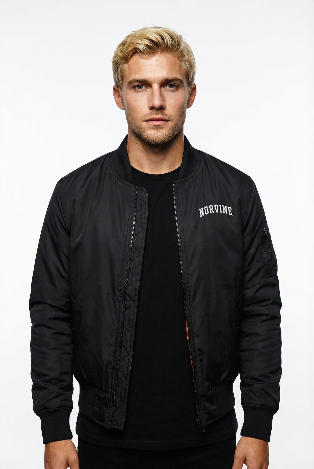 Norvine Steppjacke Herren schwarz mit orangem Futter