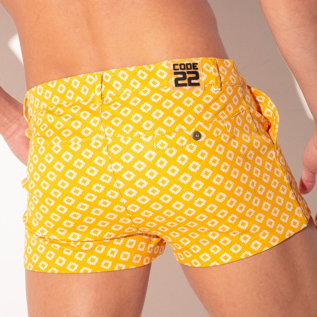 Code 22 FITTED STRETCH Chino Shorts 9746S, Mustard - noodosz - Code 22 -