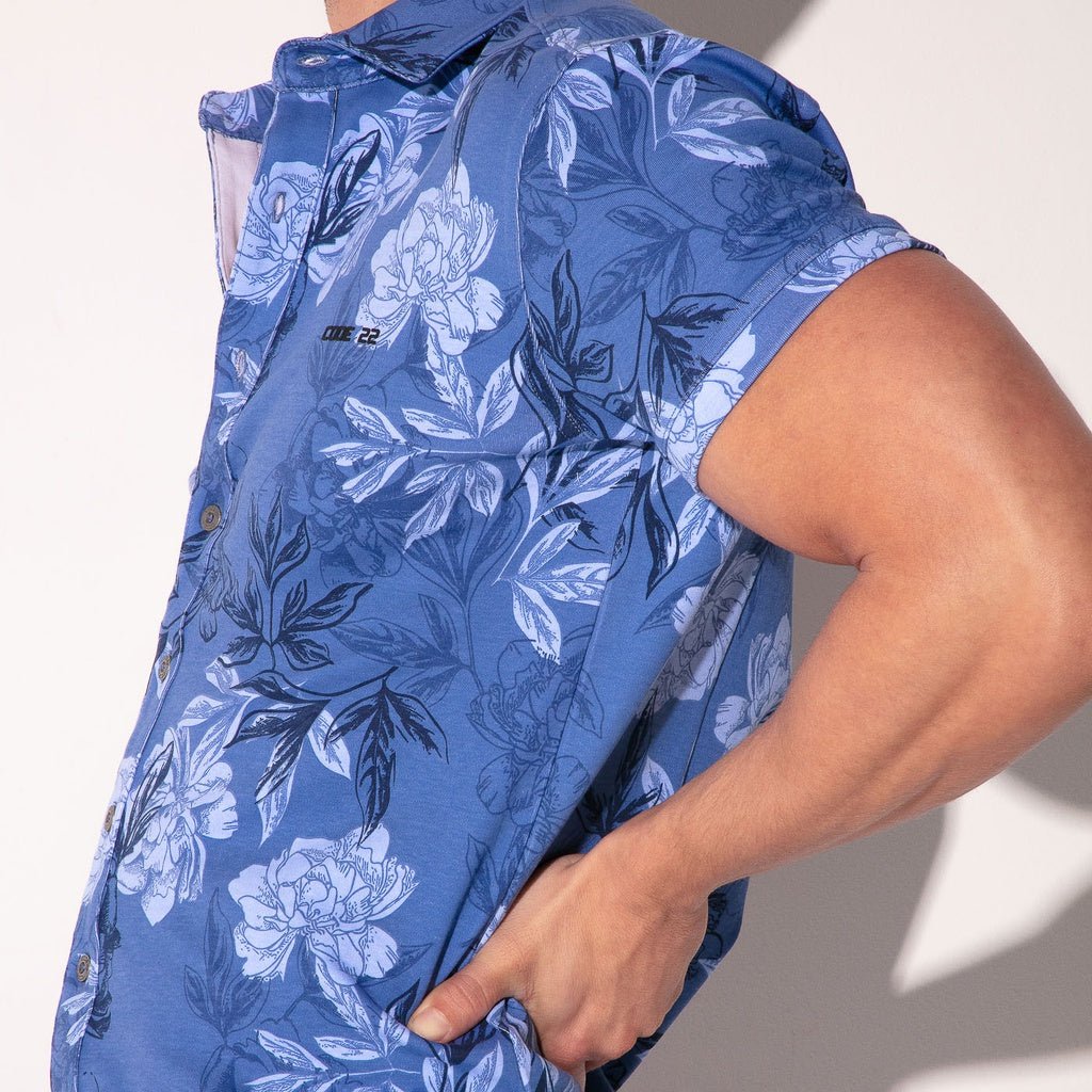 CODE 22 Stretch Hemd Lime 9721, Freizeithemd bedruckt, blue - noodosz - Code 22 -