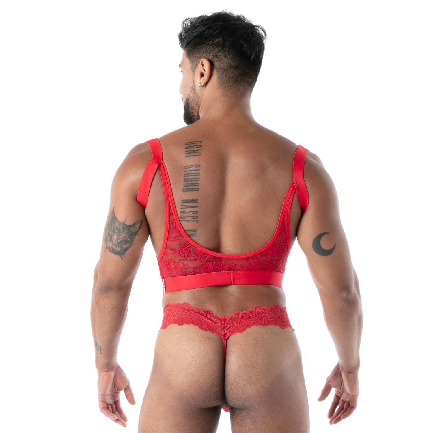 Fluid Lace Garter Strap Red