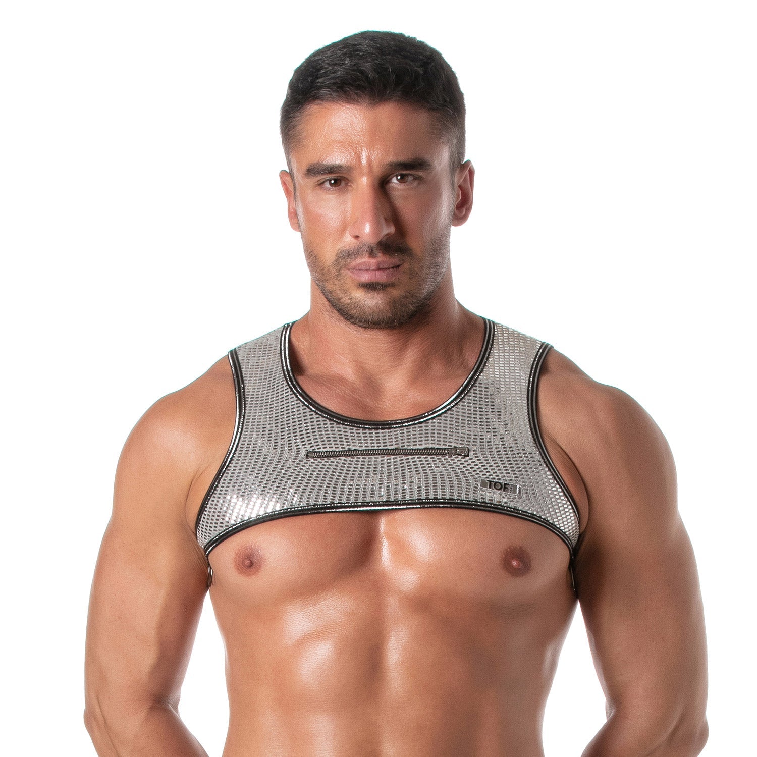 Glitzer - Harness mit Reißverschluss, Silber - TOF Paris - Shop Deutschland Noodosz
