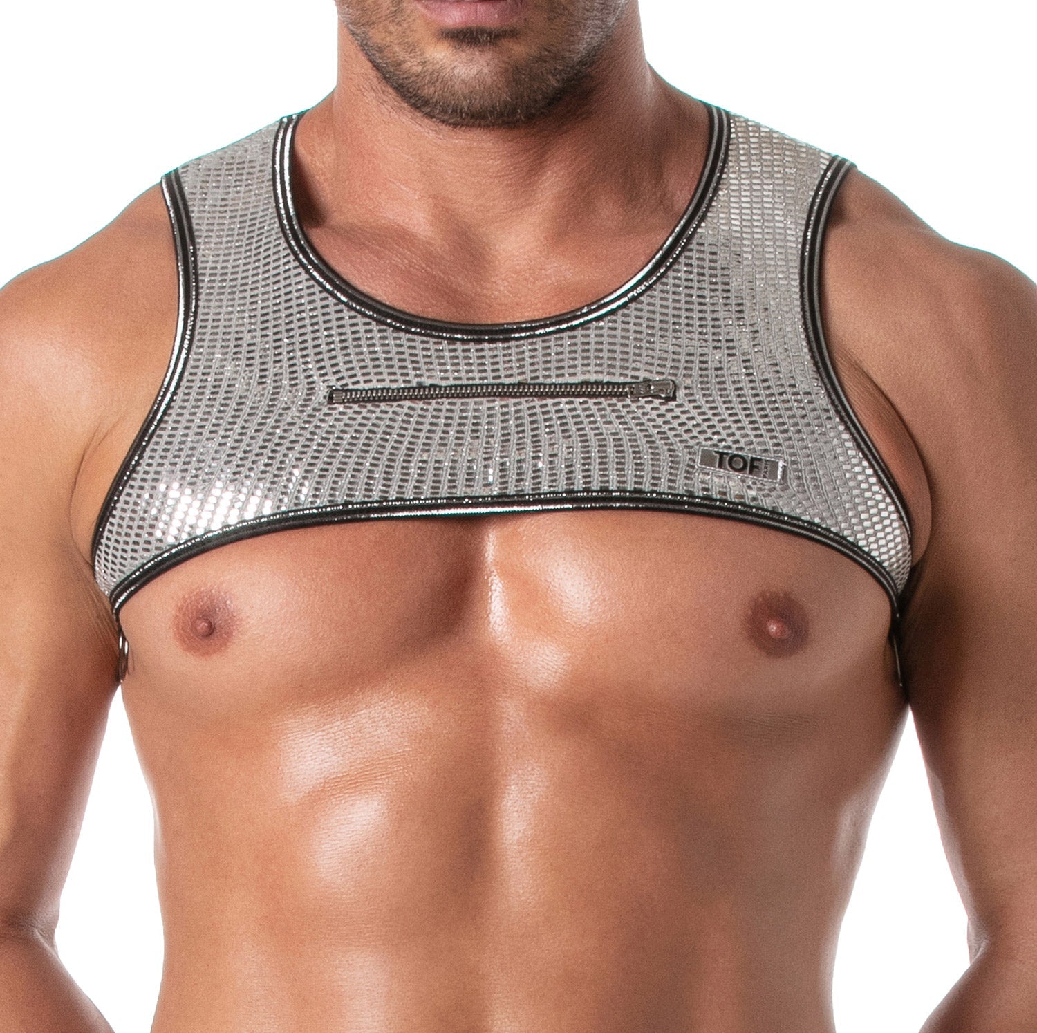 Glitzer - Harness mit Reißverschluss, Silber - TOF Paris - Shop Deutschland Noodosz
