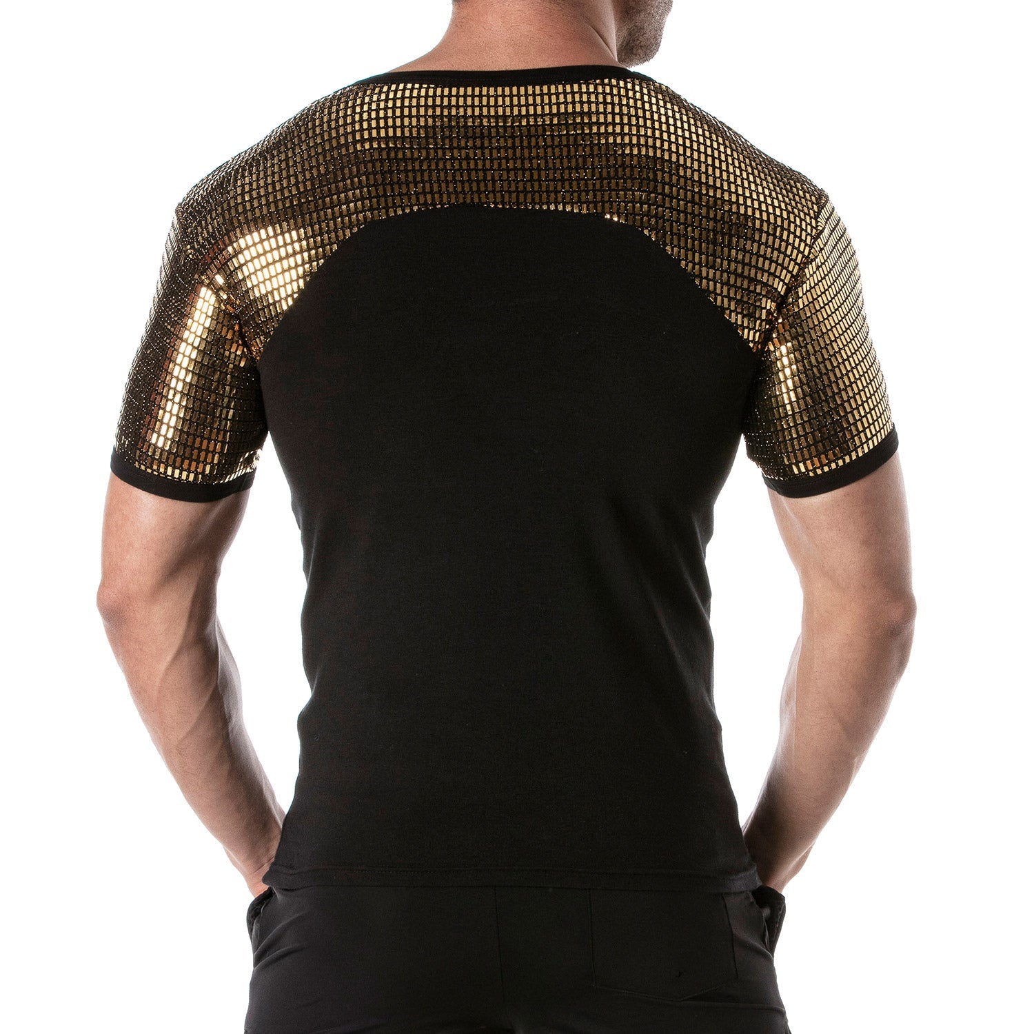 Goldenes Glitzer - T-Shirt für Männer – Provokante Clubwear, Fetish Wear & Pariser Handwerkskunst - TOF Paris - Shop Deutschland Noodosz